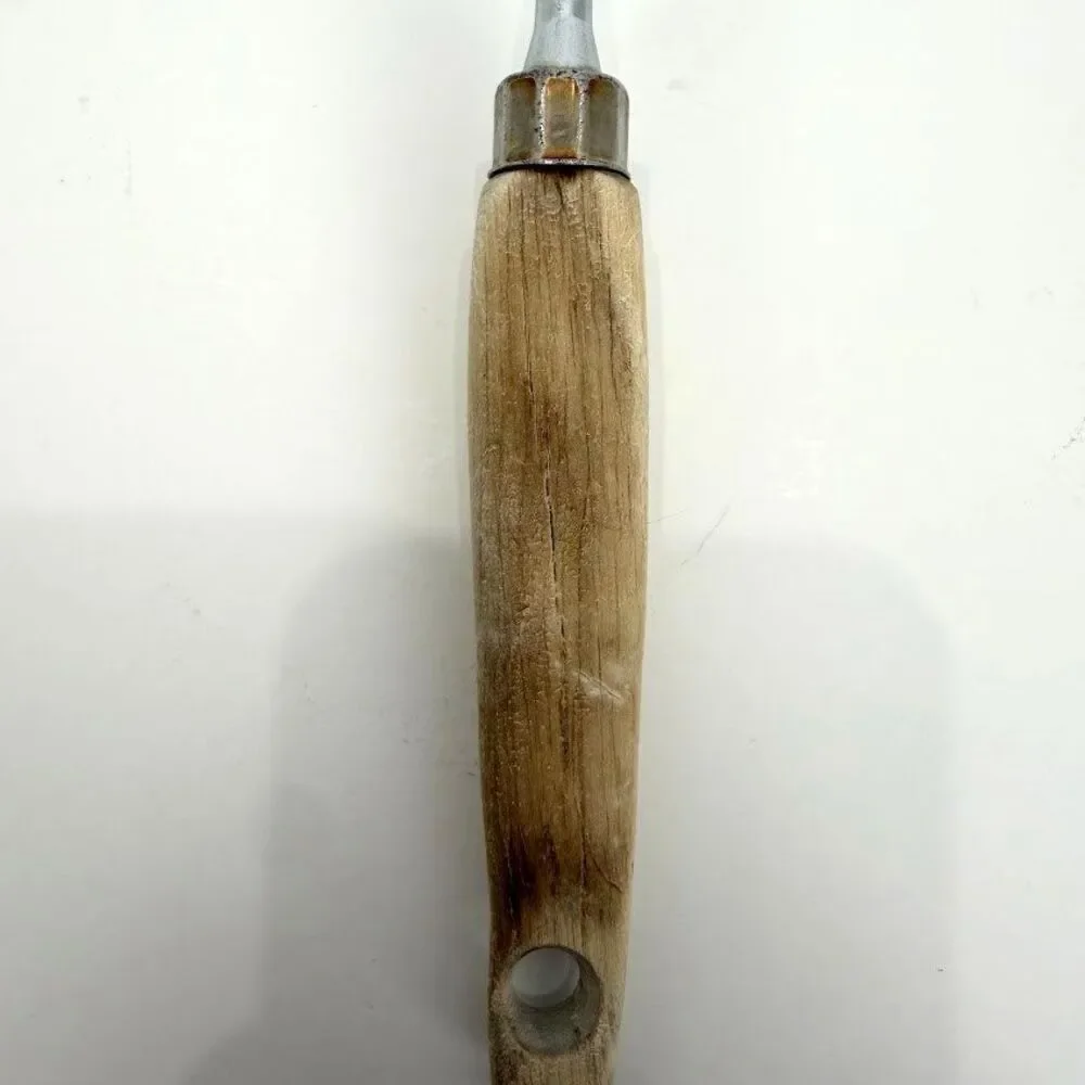 Vintage EKCO Slotted Spatula, Chromium Plated with Wood Handle